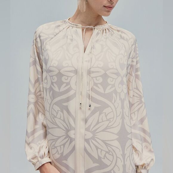 H&M Balloon-Sleeved Dress Light Beige Ramadan Modest Collection New - Picture 7 of 8